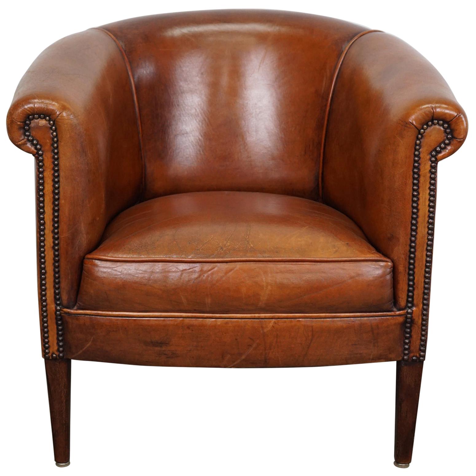 Vintage Dutch Cognac Leather Club Chair