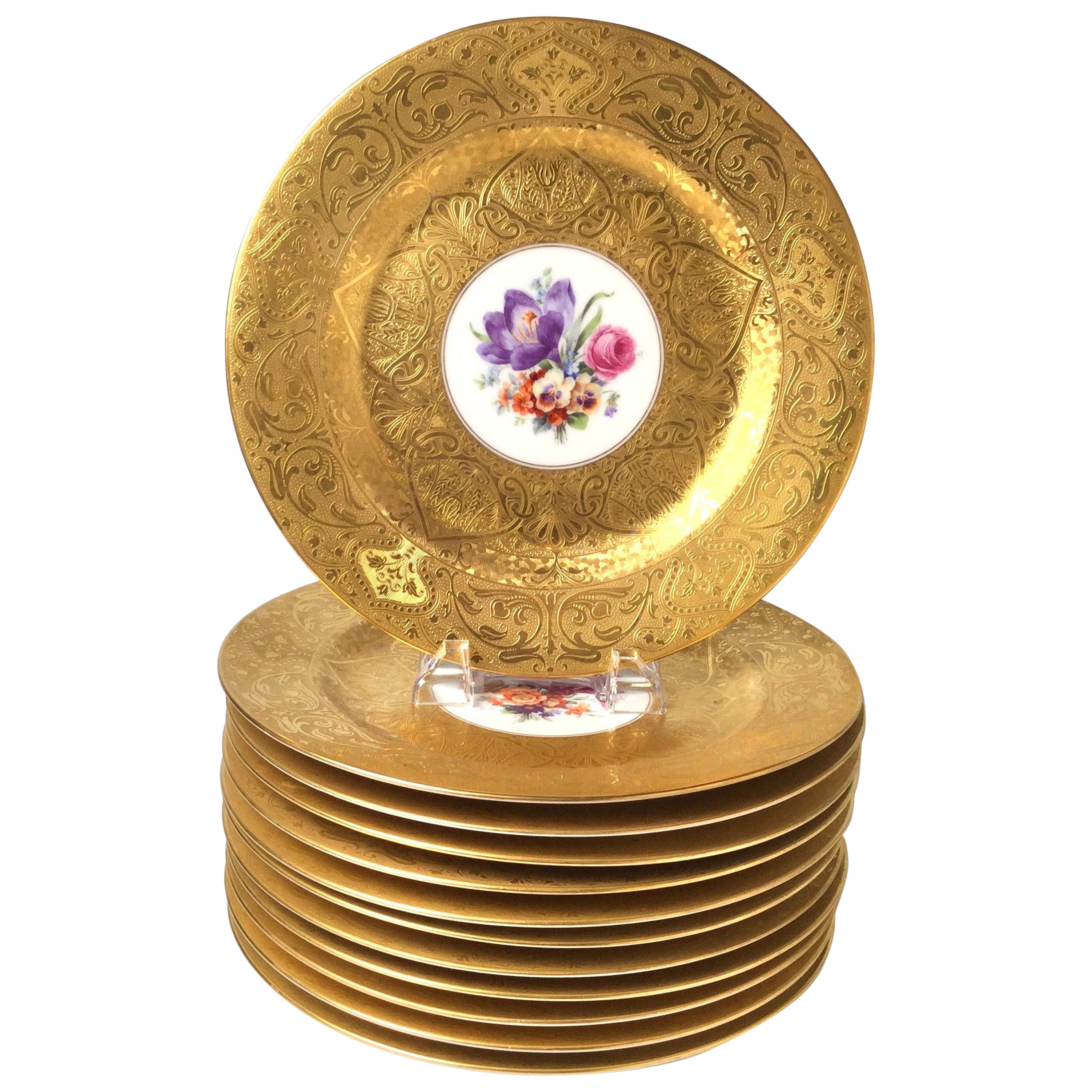 Set of 12 Lenox Art Deco Service Plates W/ Sailfish, Silver Rims at 1stDibs