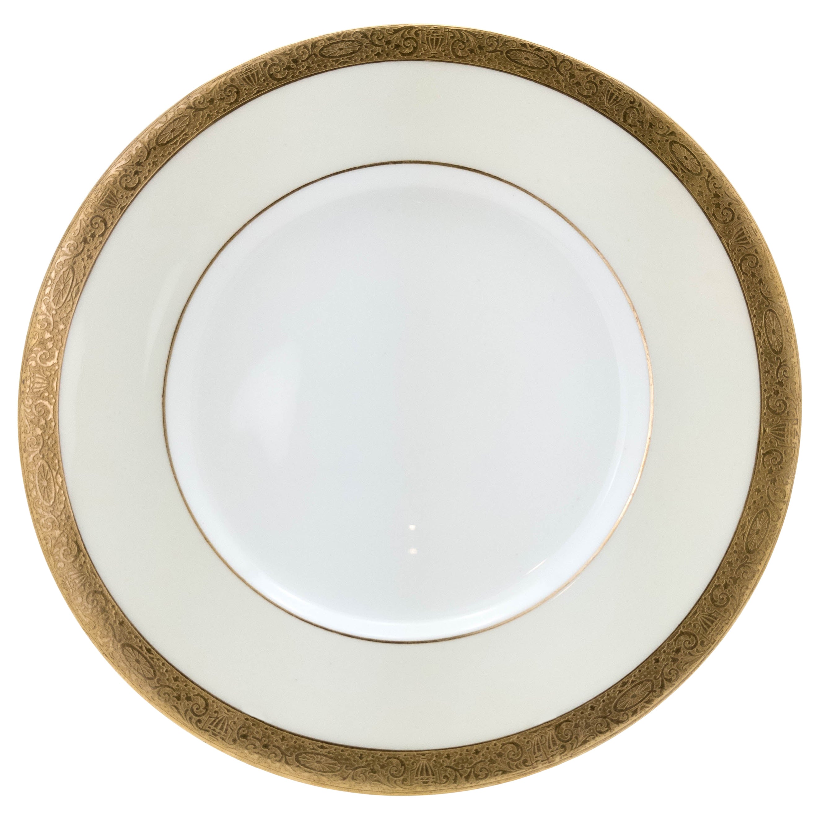 12 Mintons for Tiffany Dinner Plates with Cobalt Bands and Raised Gilt