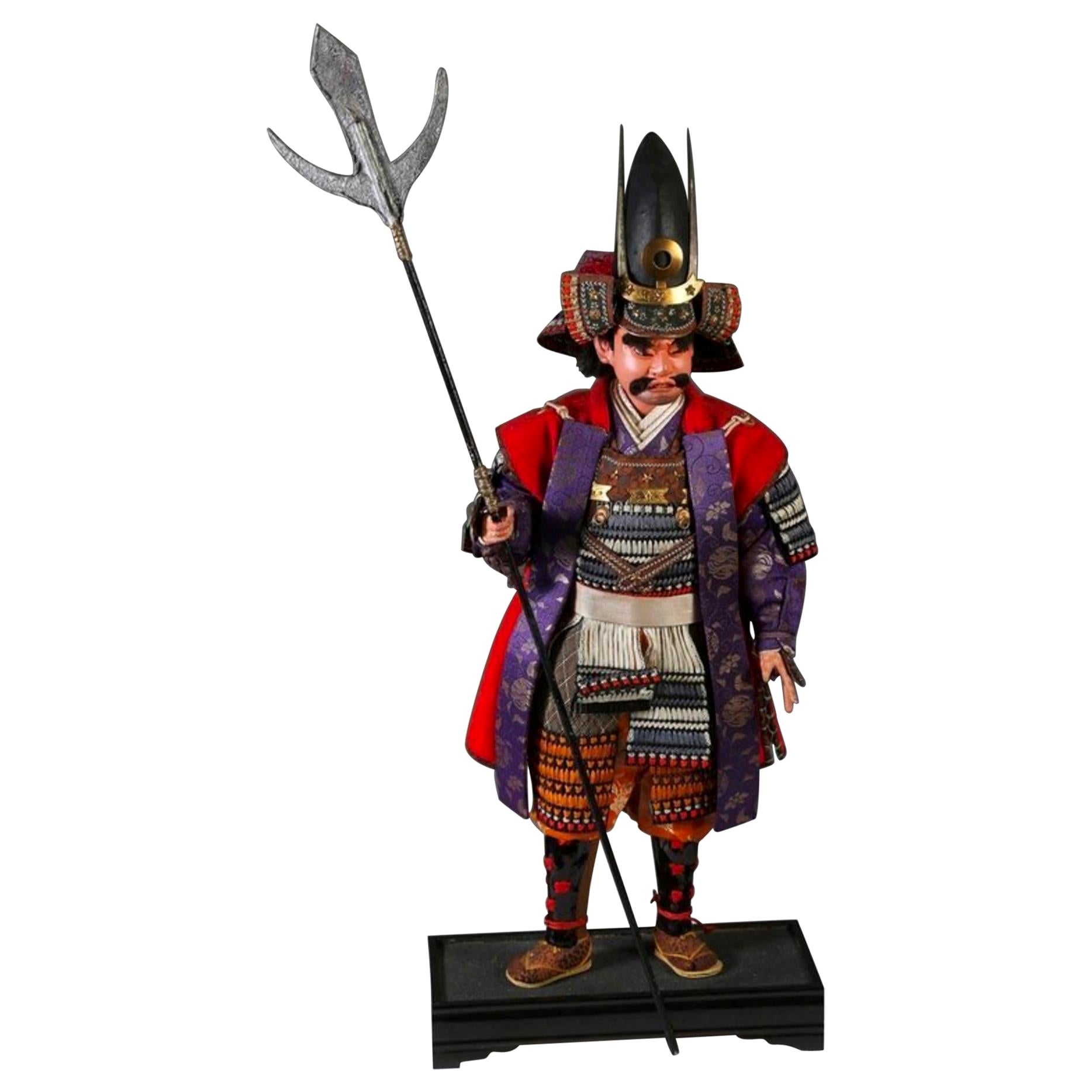 Japanese Meiji Samurai Ningyo Doll of Kato Kiyomasa in Iki Style For Sale