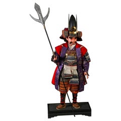 Antique Japanese Meiji Samurai Ningyo Doll of Kato Kiyomasa in Iki Style