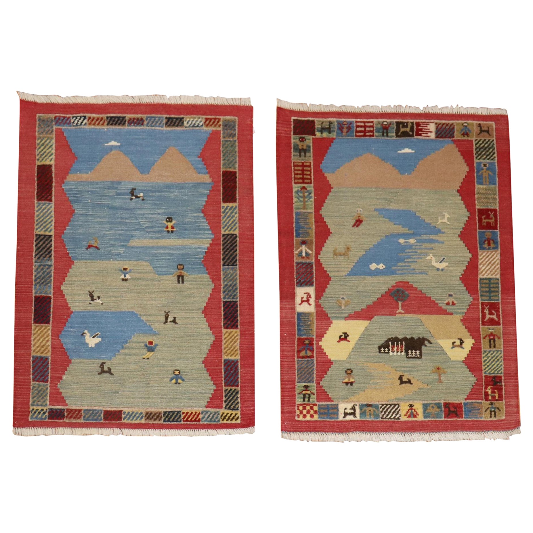 Colección Zabihi Folksy Conjunto de Alfombras Persas Souf Gabbeh Pictóricas