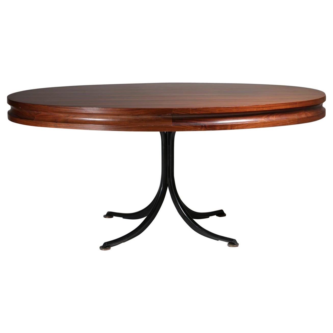 One-off Oval Wood and Metal Table by Adelmo Rascaroli, Italy, 1960s For Sale