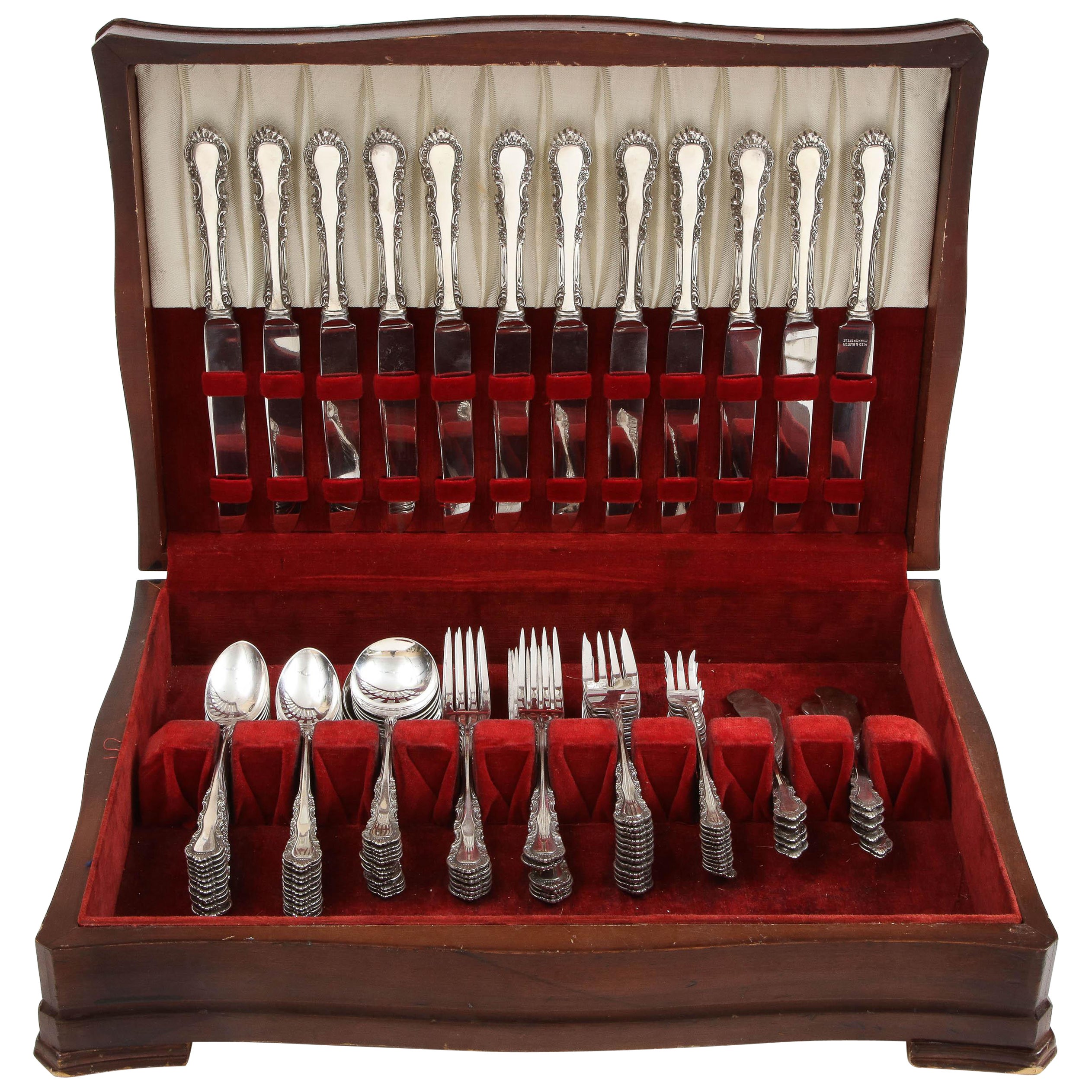 Sterling Silver Flatware Set by Reed and Barton, Georgian Rose Pattern