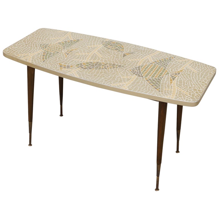 Fish Mosaic Coffee Table with Adjustable Leg Height at 1stDibs