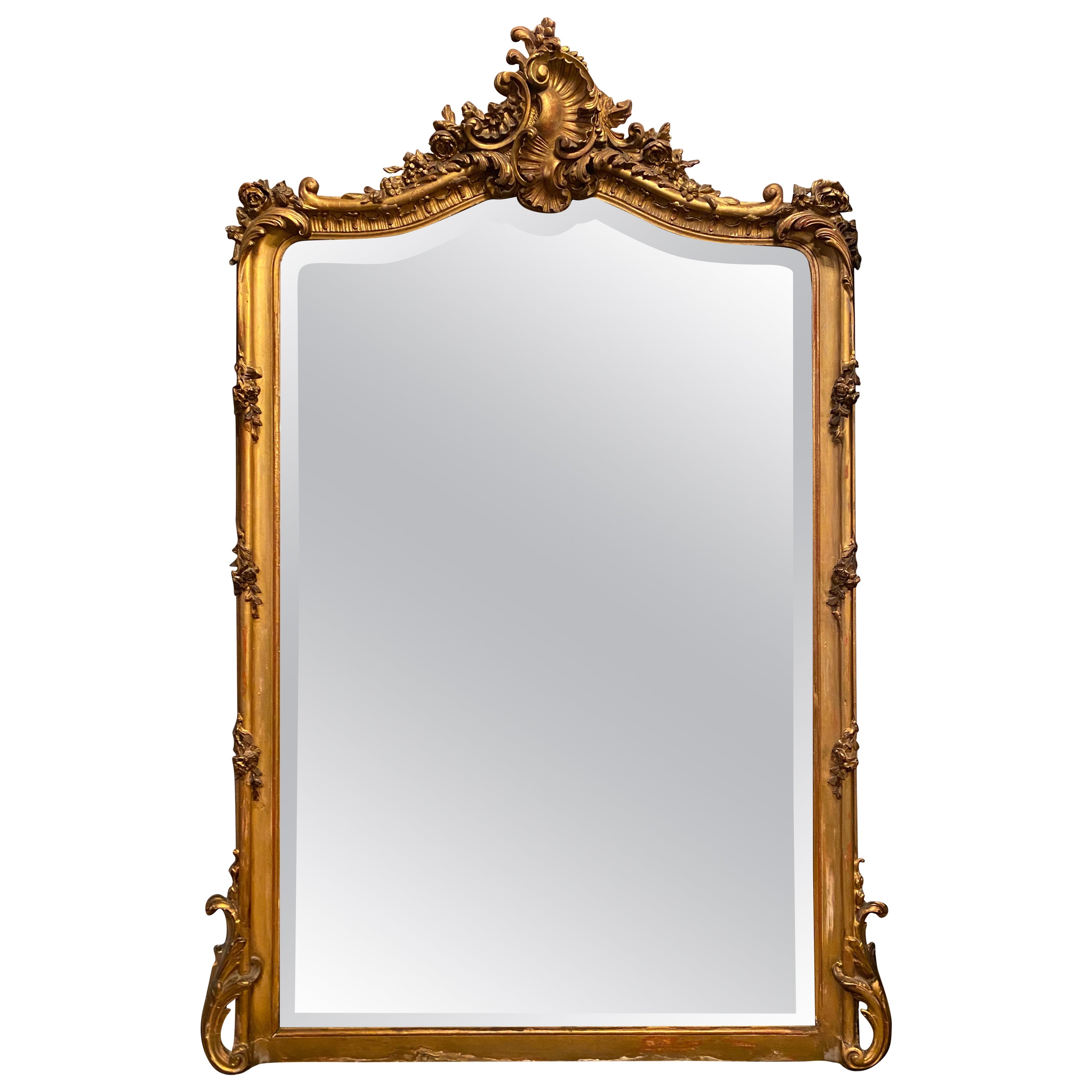 Antique French Gold Leaf Beveled Mirror, circa 18551865 at 1stDibs