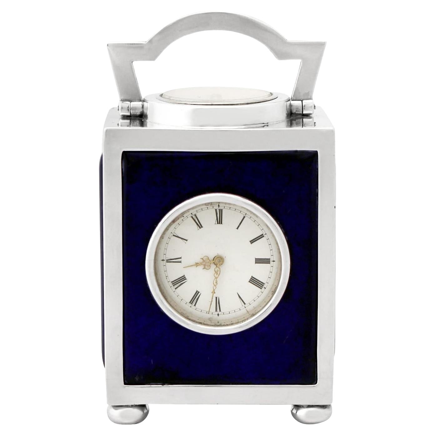 Orologio da viaggio o bussola vittoriano in argento sterling