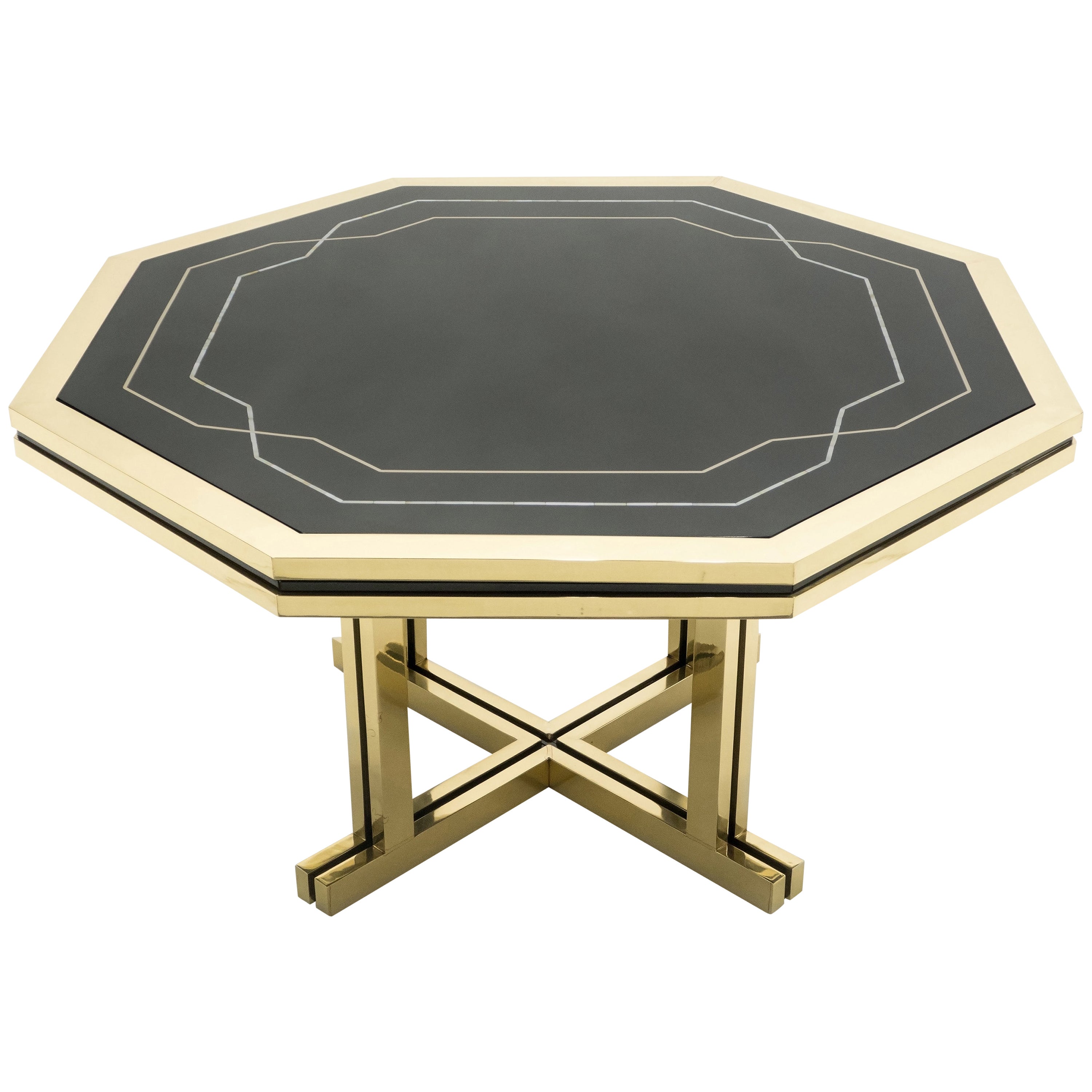 A Hexagonal Beaten Brass Dining Table at 1stDibs