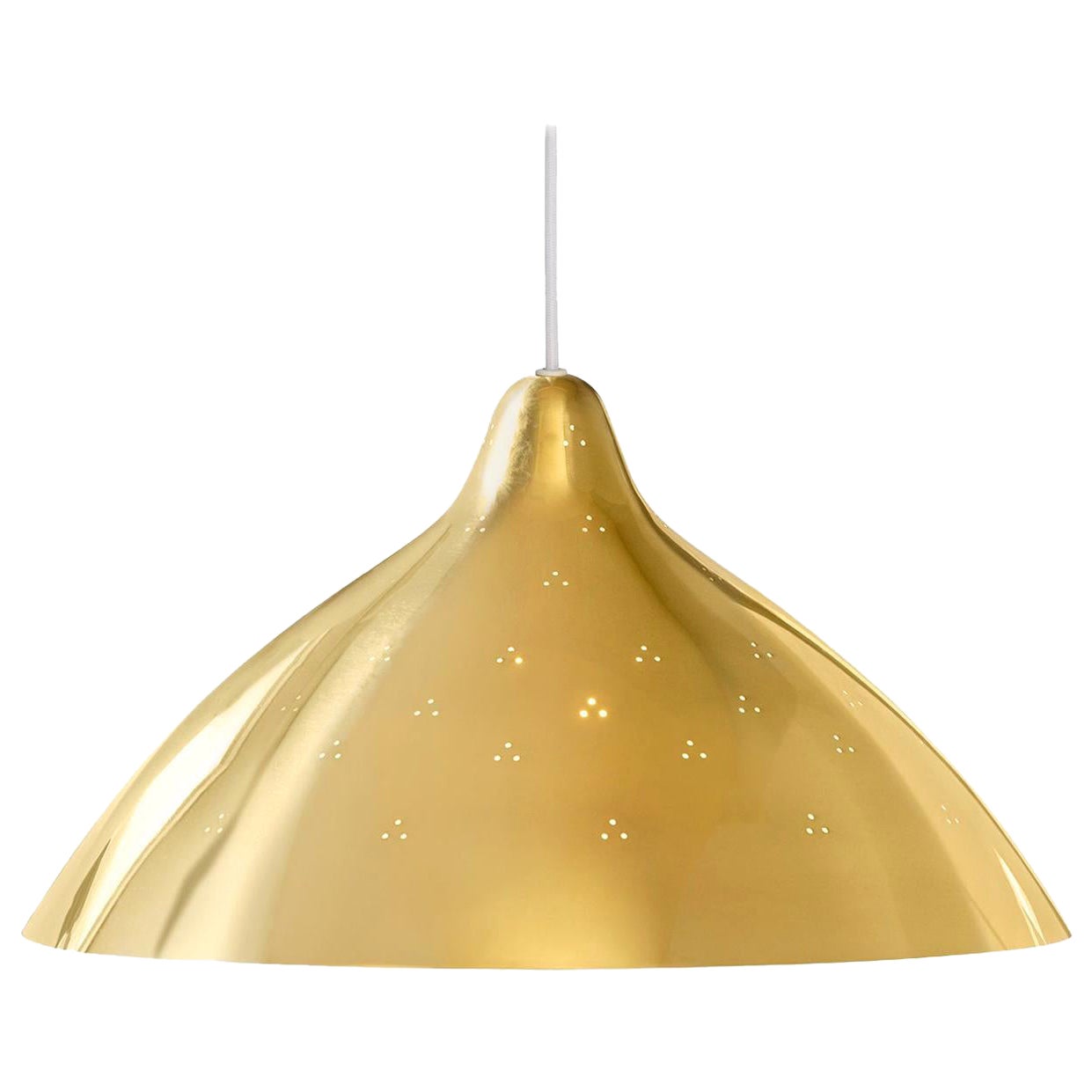 Lisa Johansson-Pape Large Polished Brass Perforated Metal Pendant For Sale