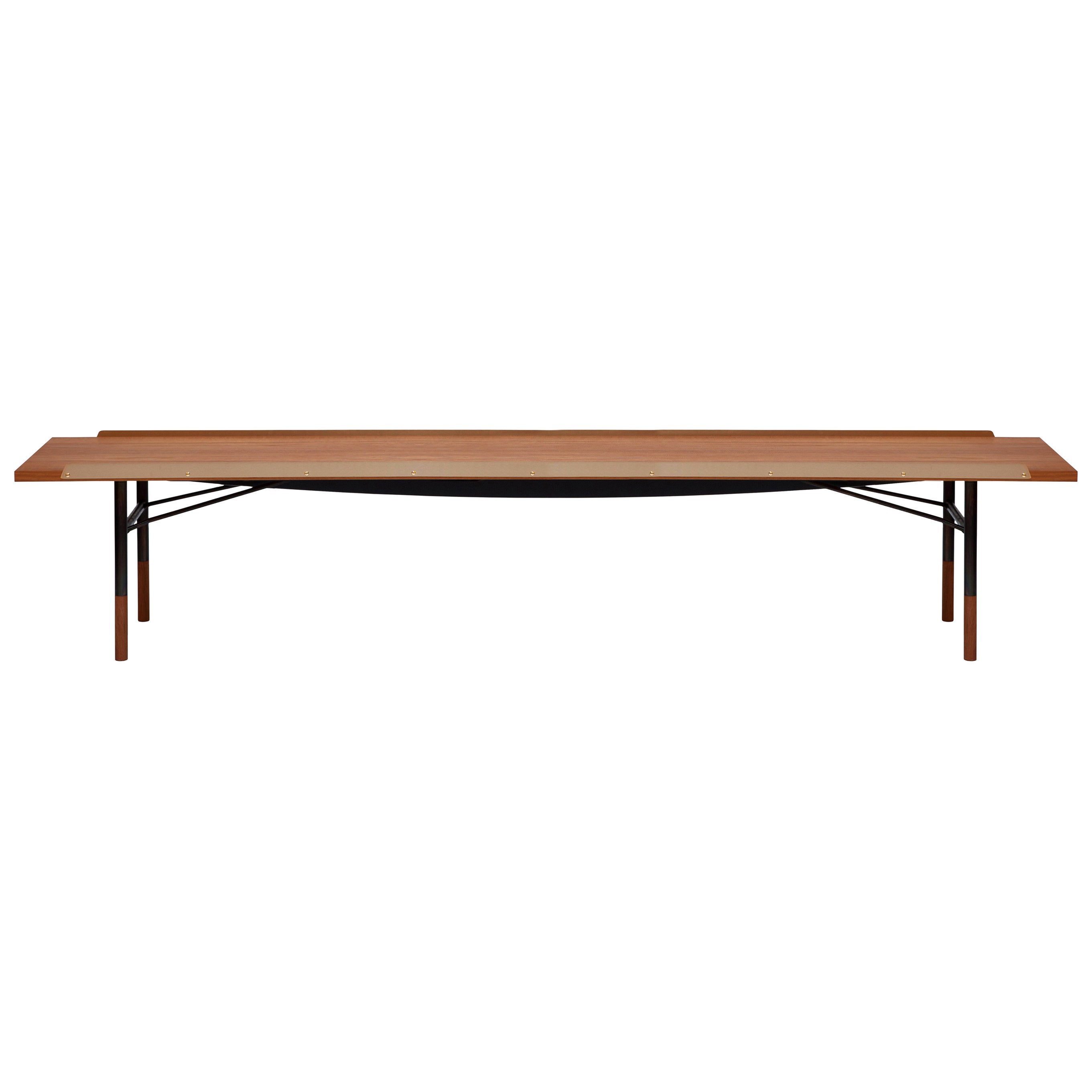 Finn Juhl Table Bench Teak, Brass For Sale at 1stDibs