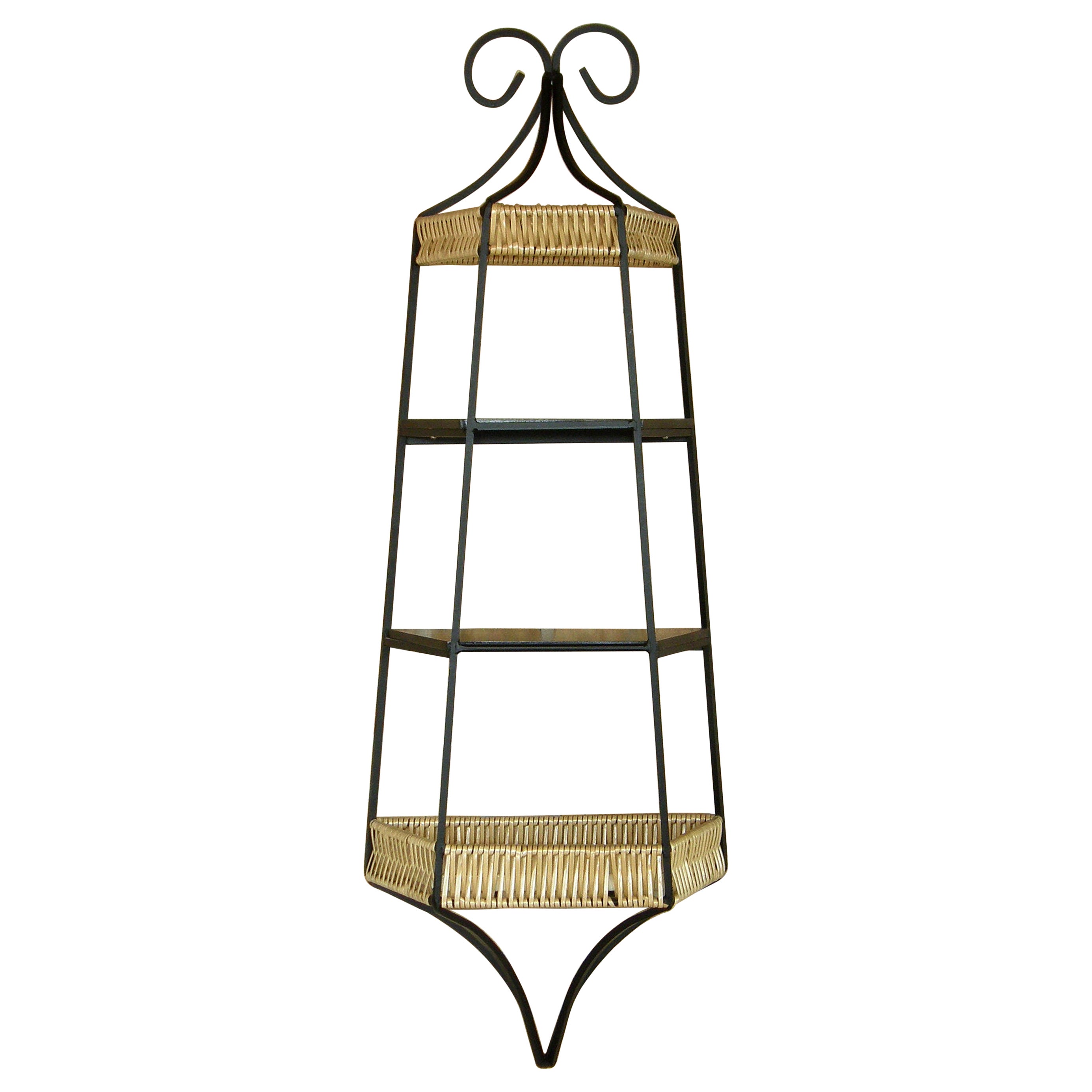 Mid Century Wrought Iron and Glass Shelf Attributed to Umanoff at 1stDibs