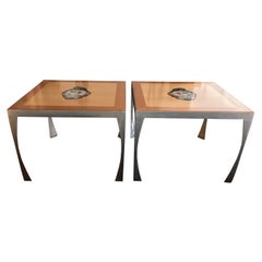 Architect Designed Custom Maple and Steel Contemporary Dining Tables Pair