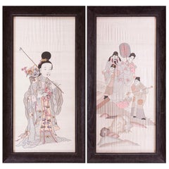Paar chinesische Kesi-Textilien aus der Mitte des 19. Jahrhunderts ( 61 x 111 cm)