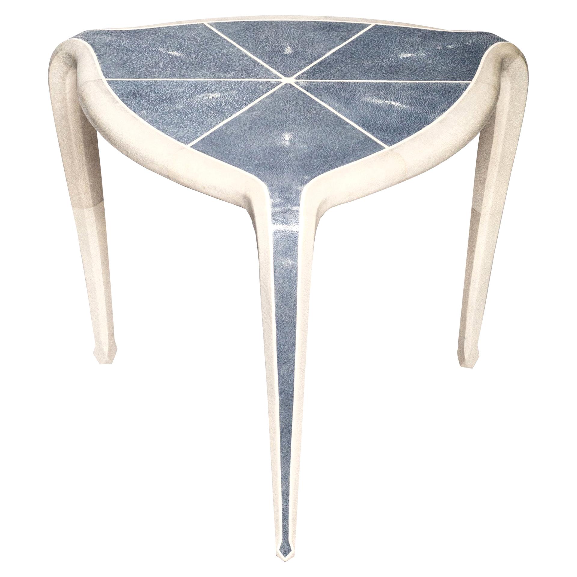 Contemporary Authentic Navy Blue Shagreen Tripod Table For Sale