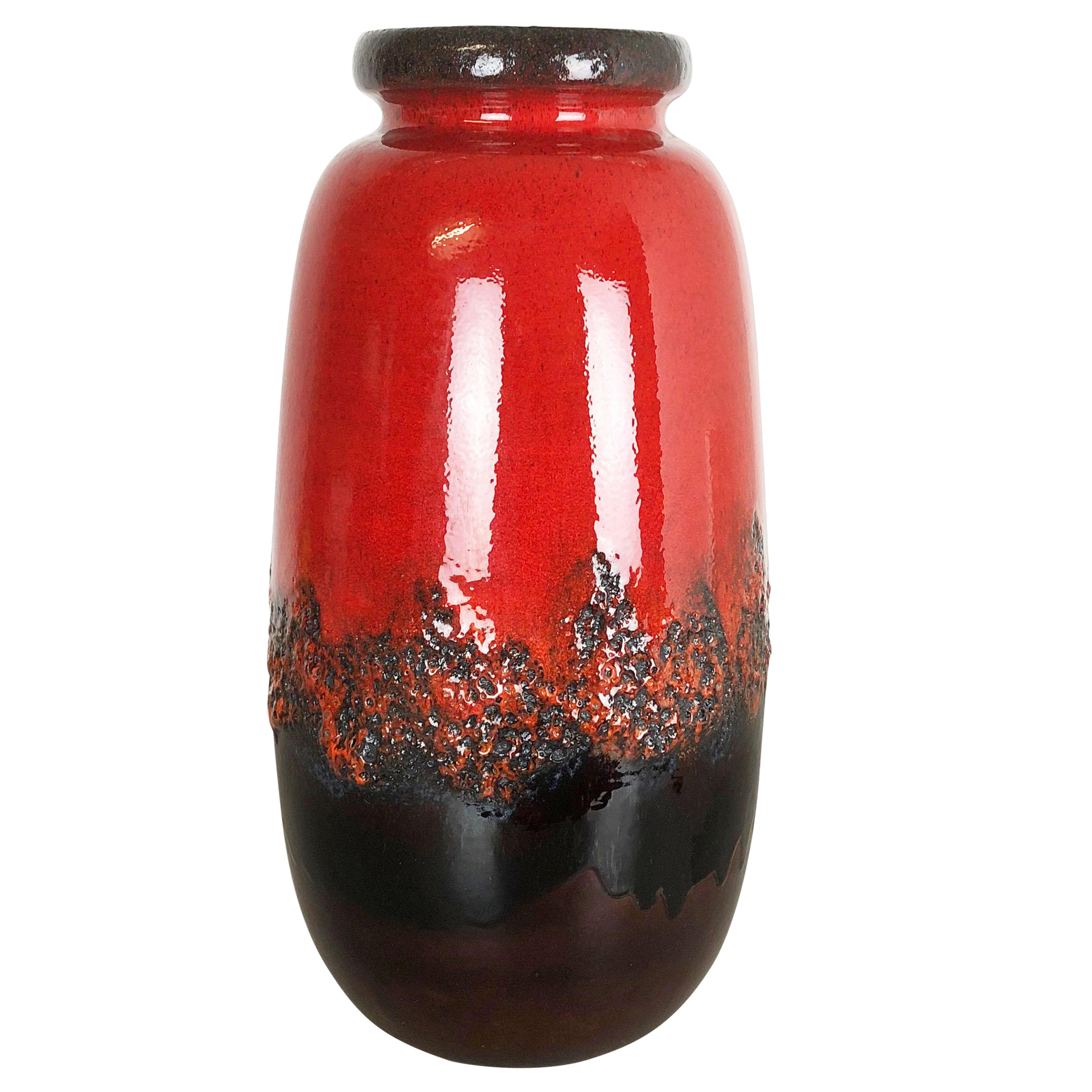 Grand vase de sol en poterie lave grasse multicolore 284-53 fabriqué par Scheurich, 1970 en vente