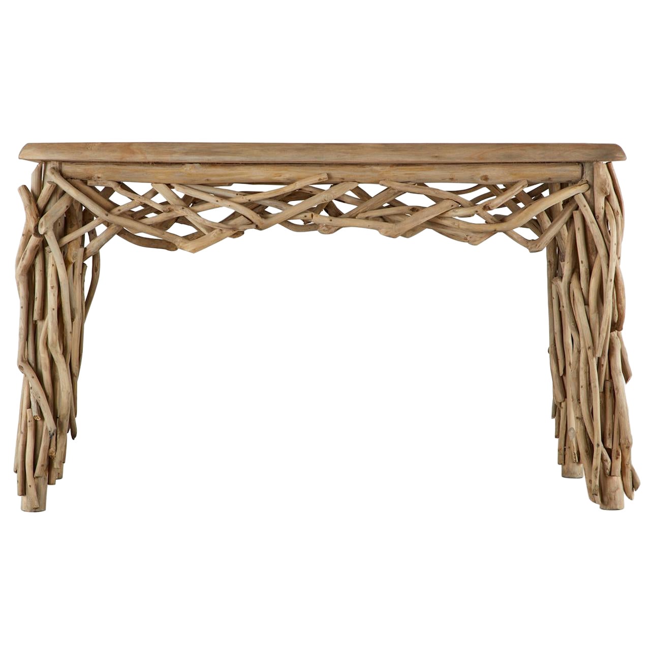 Consola de madera de teca moderna y orgánica Mesa de sofá