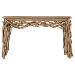 Consola de madera de teca moderna y orgánica Mesa de sofá