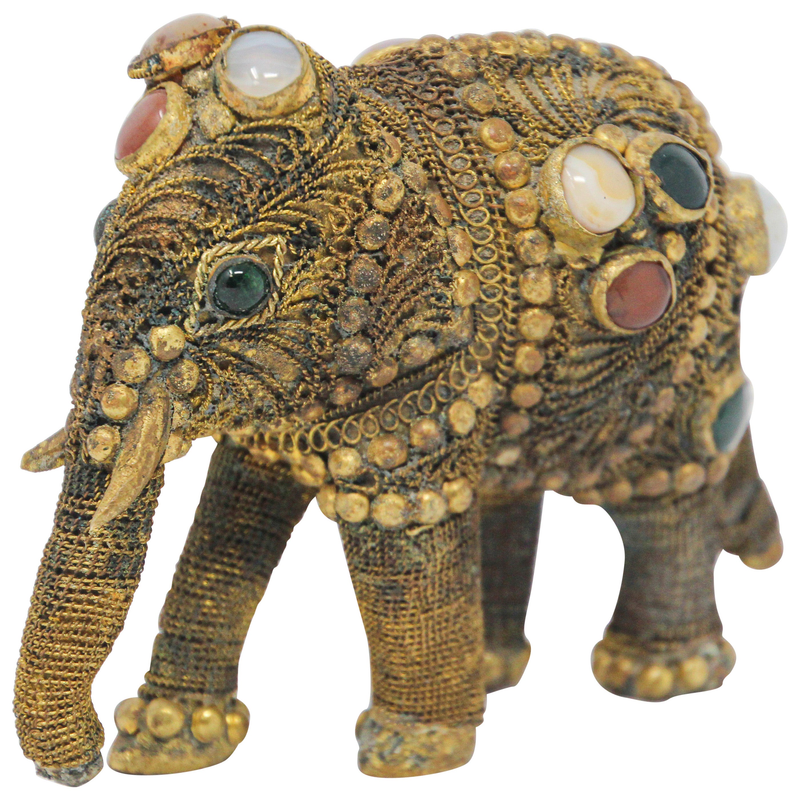 Whimsical Vintage Brass Elephant Sculpture at 1stDibs