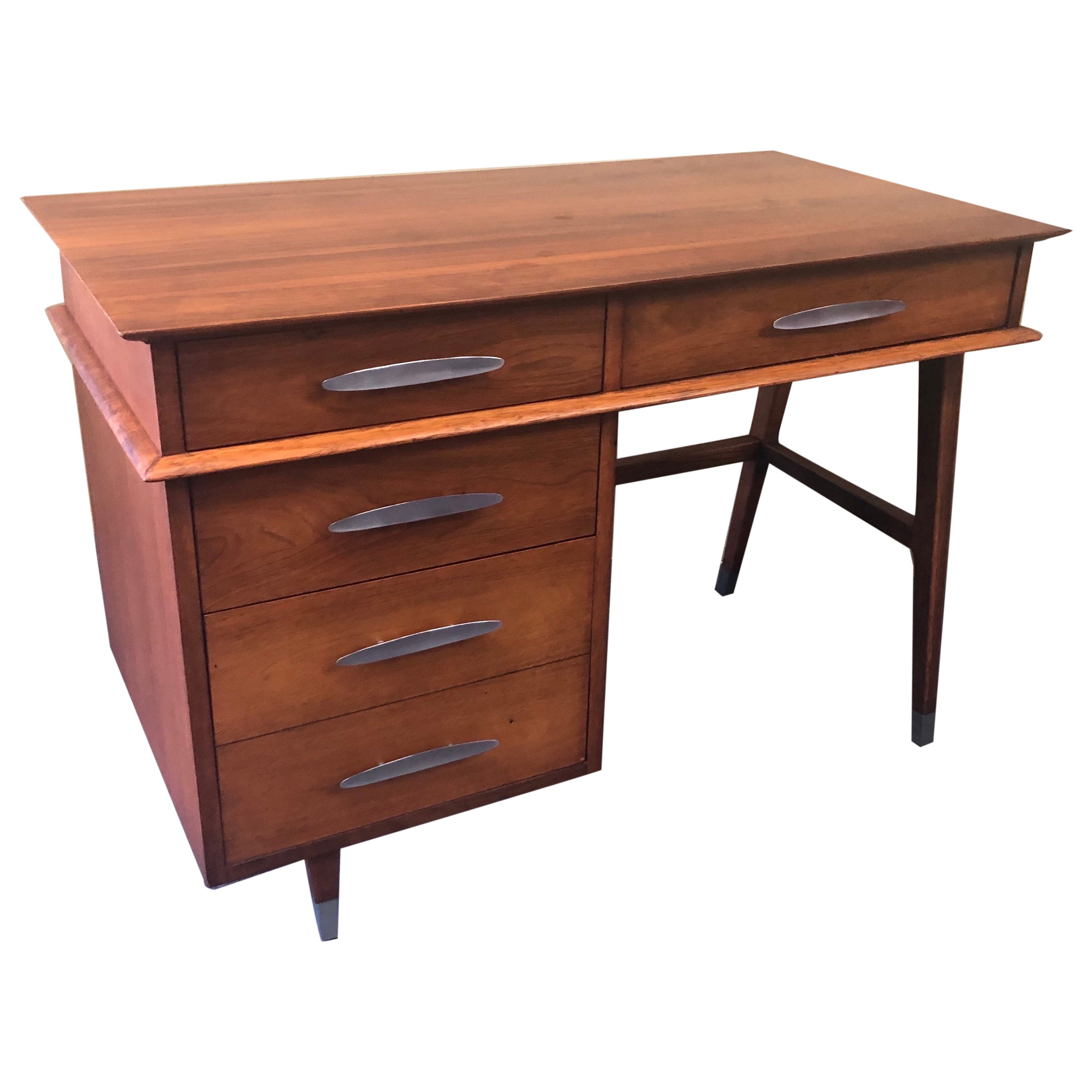 Sligh Leather Top Campaign Style Desk at 1stDibs