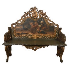 Louis XV Style Hand Painted Bench