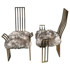 Pair of Modern Brass Chairs Attributed to Pierre Cardin