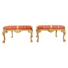 Pair of Claw and Ball Gilt Benches