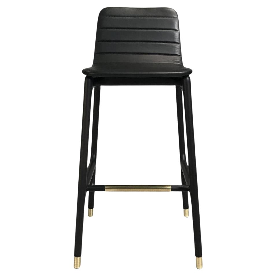 Morelato - Joyce Contemporary Stool in Ashwood and Leather