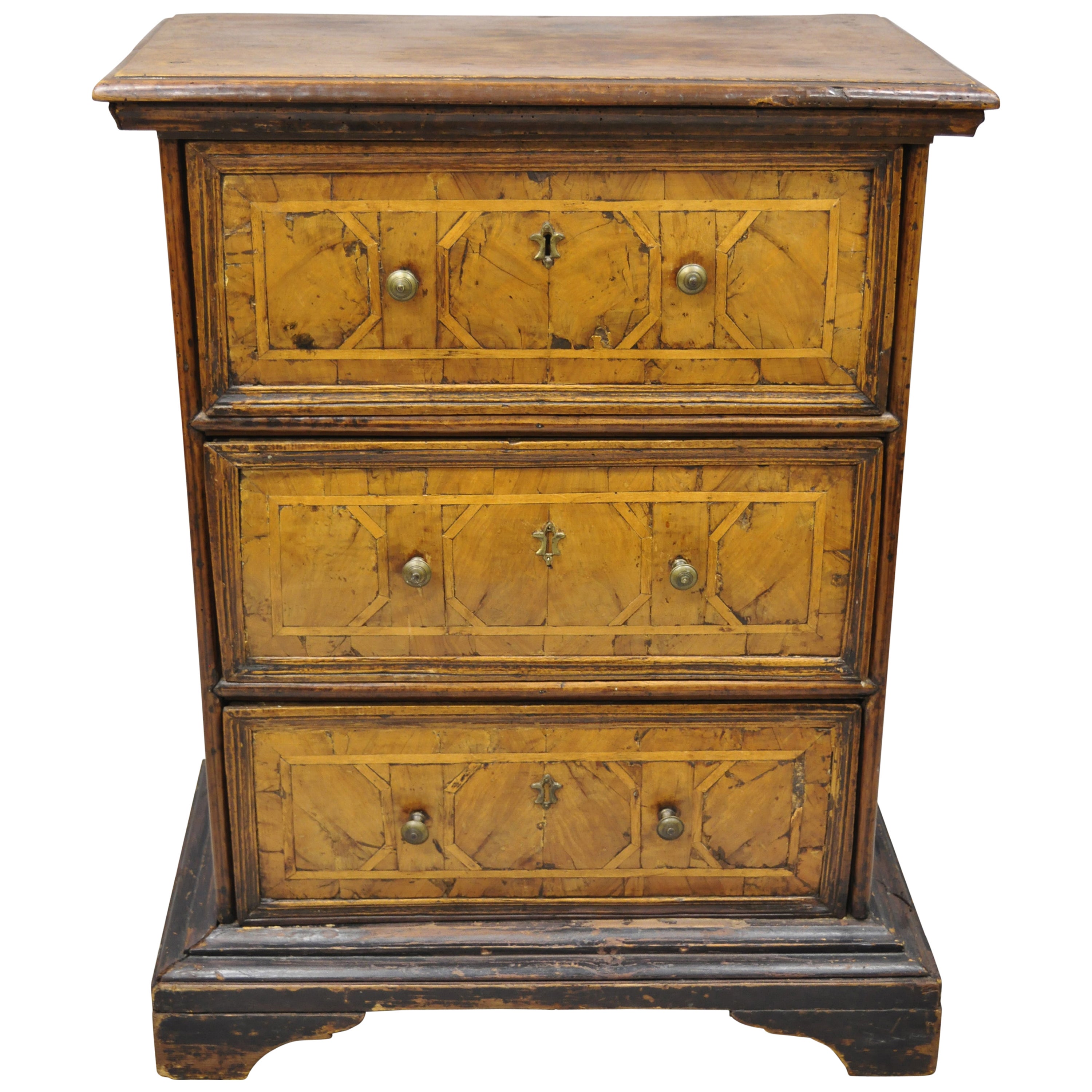 French TwoDrawer over a False FourDrawer Door Nightstand, 19th
