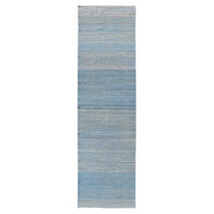Runner Flat-Weave in Modern design in Shades of Blue, Green and Taupe