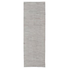 Large Modern Neutral Kilim Gallery Runner in Cream with All-Over Design