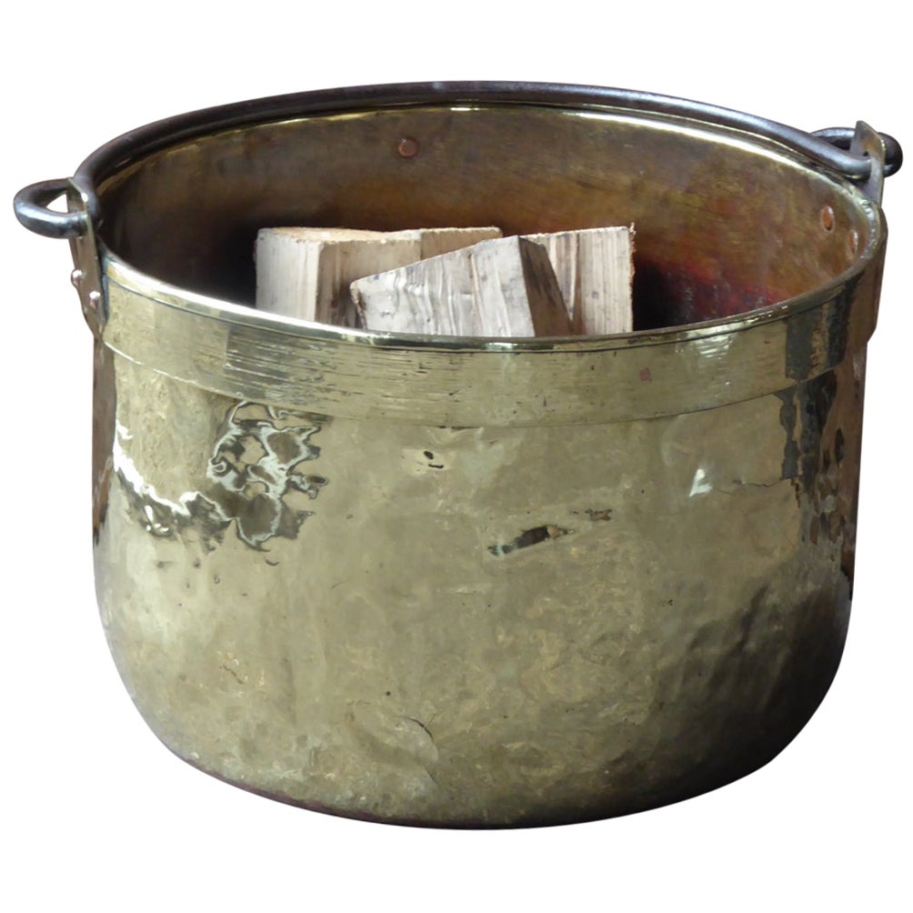 18th Century Brass Log Holder, Wood Basket at 1stDibs