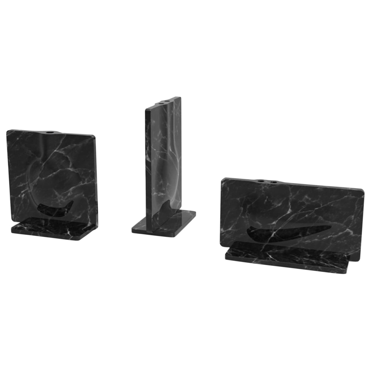 Black Marble Triad Vase by Phillip Jividen For Sale at 1stDibs