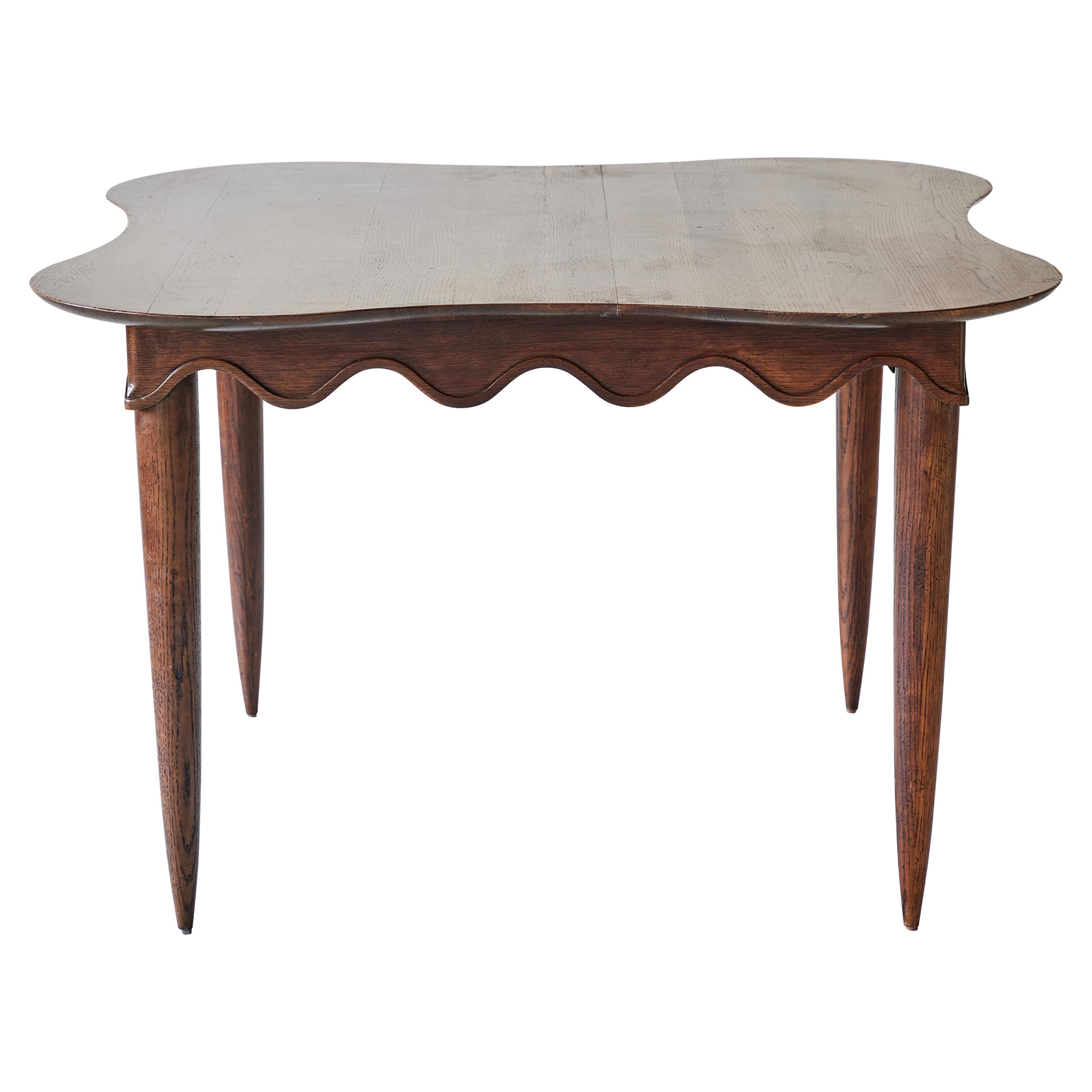 Midcentury Dining Table with Scalloped Apron