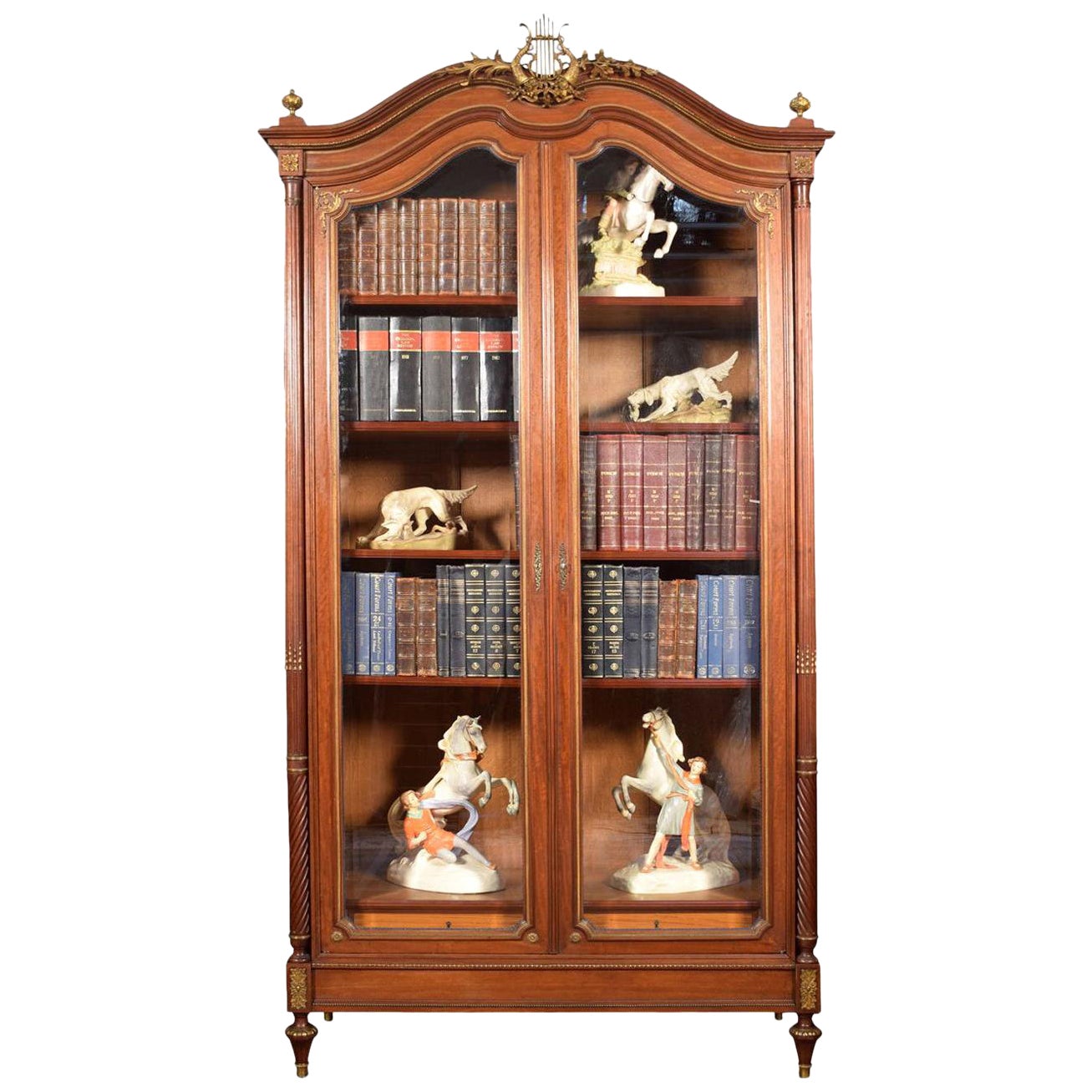 French Gilt Brass Mounted Mahogany Bookcase For Sale