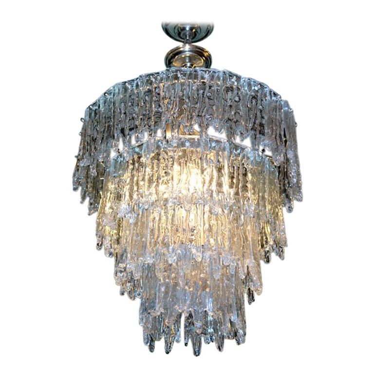 Molded Glass Chandelier For Sale