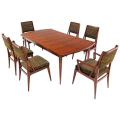 Dining Table with Three Extension Leaves and Six Matching Chairs Set 9