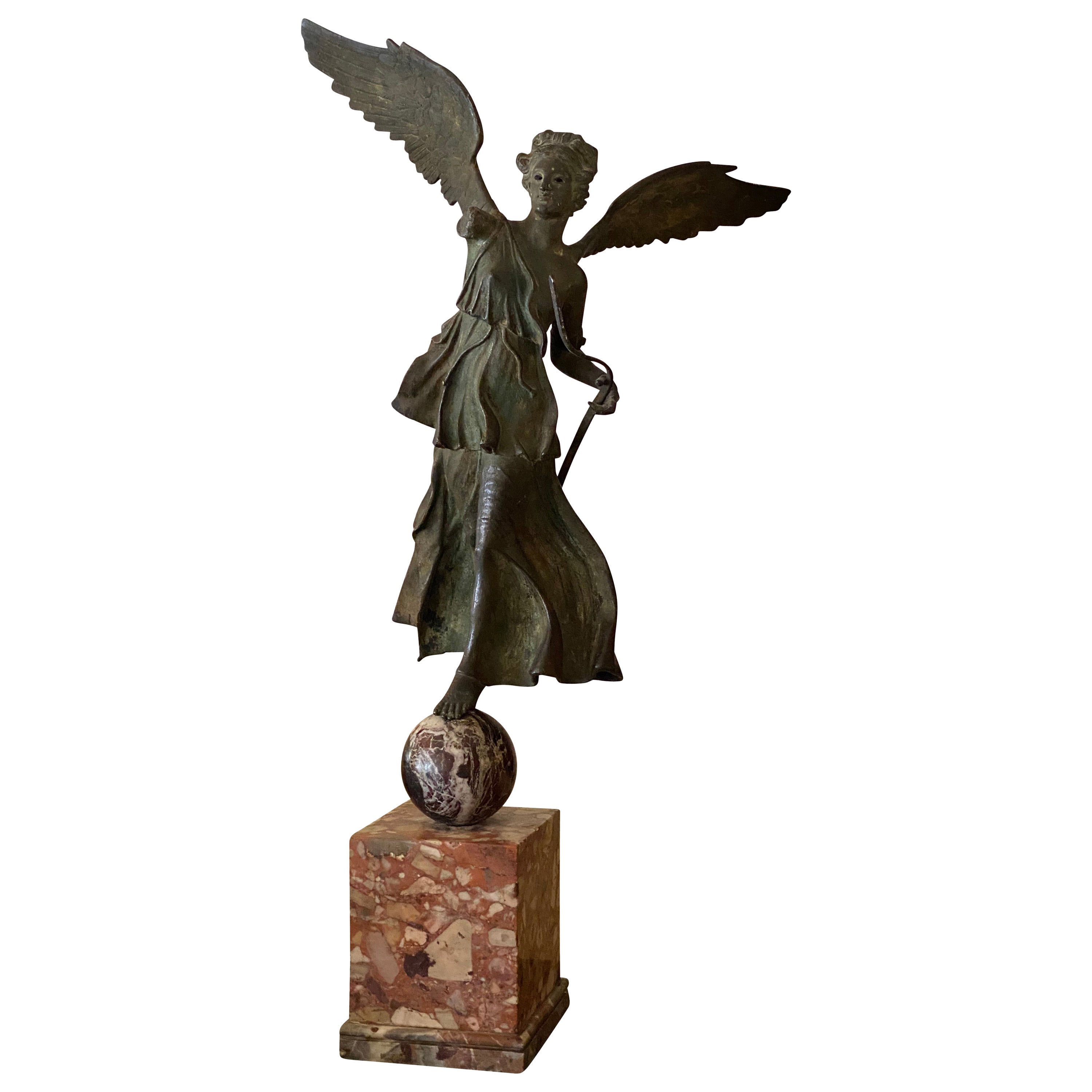 Late 19th Century Italian Bronze Statue of Winged Victory For Sale at