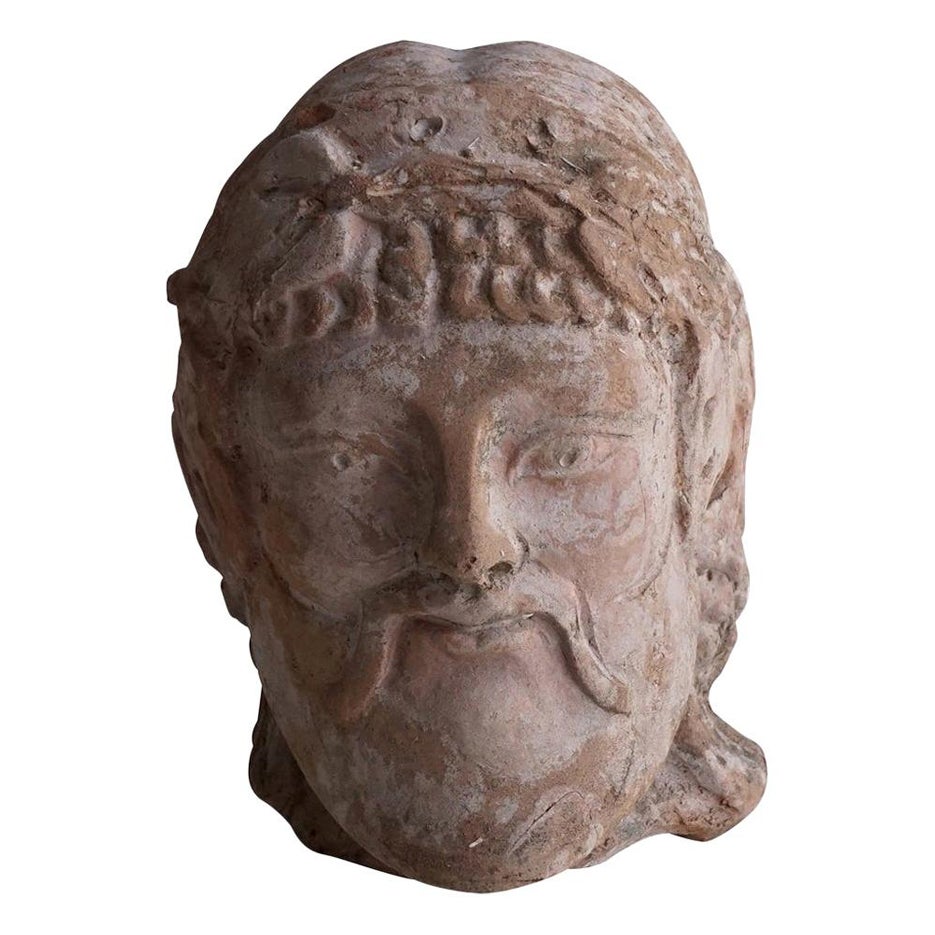 20th Century Etruscan Bacchus Head, Italian Terra Cotta Décor For Sale