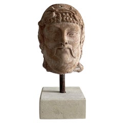 Testa di Bacco etrusca in terracotta del XX secolo - Statuetta d'epoca