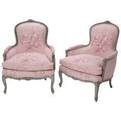 French Painted Armchairs, Pair