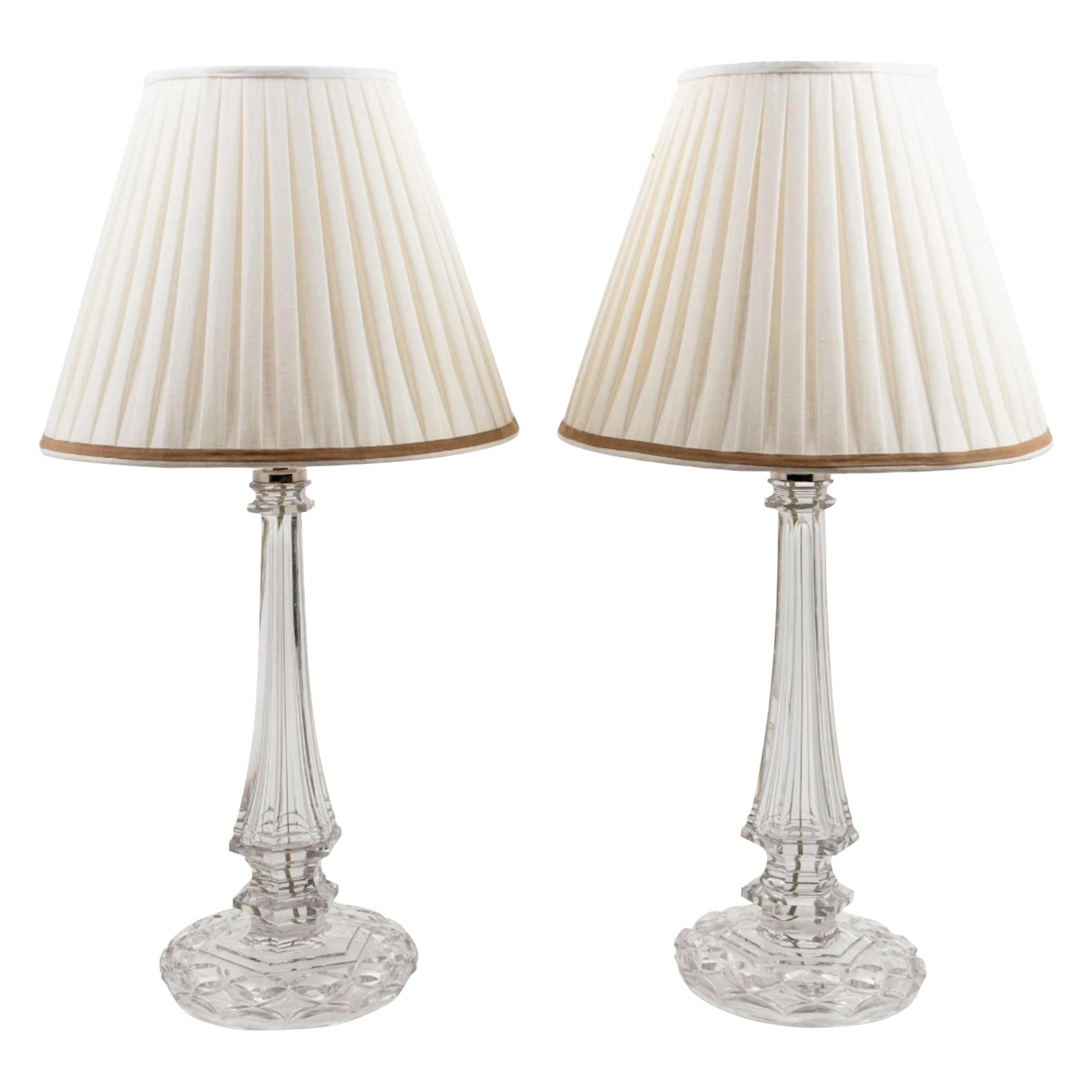 Pair of Cut Glass Lamps 19th Century, Property of an Important Collection For Sale