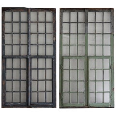 1850s French Painted Wood and Glass Window