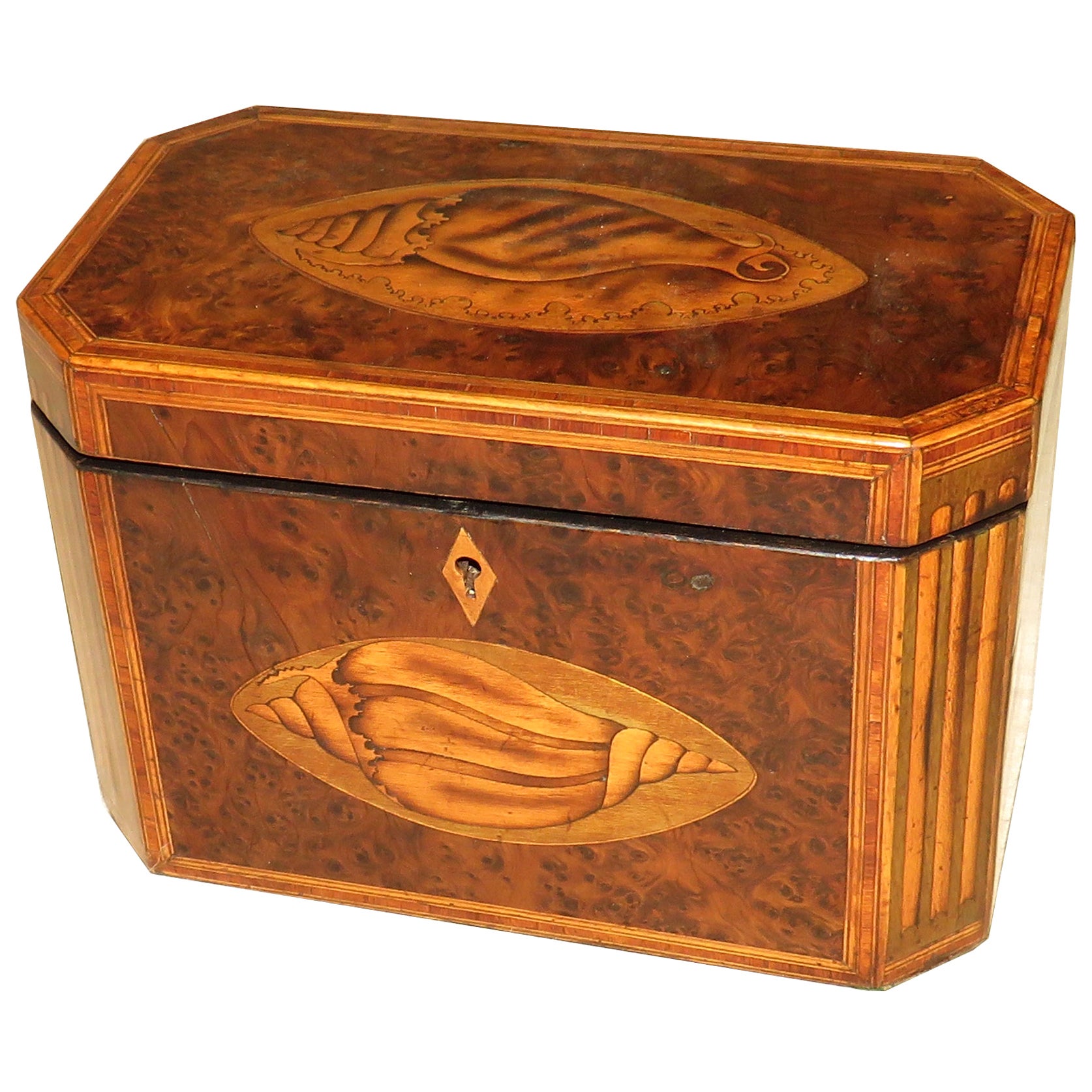 Fine Early 19th Century Burr Yew Wood Tea Caddy, England Circa