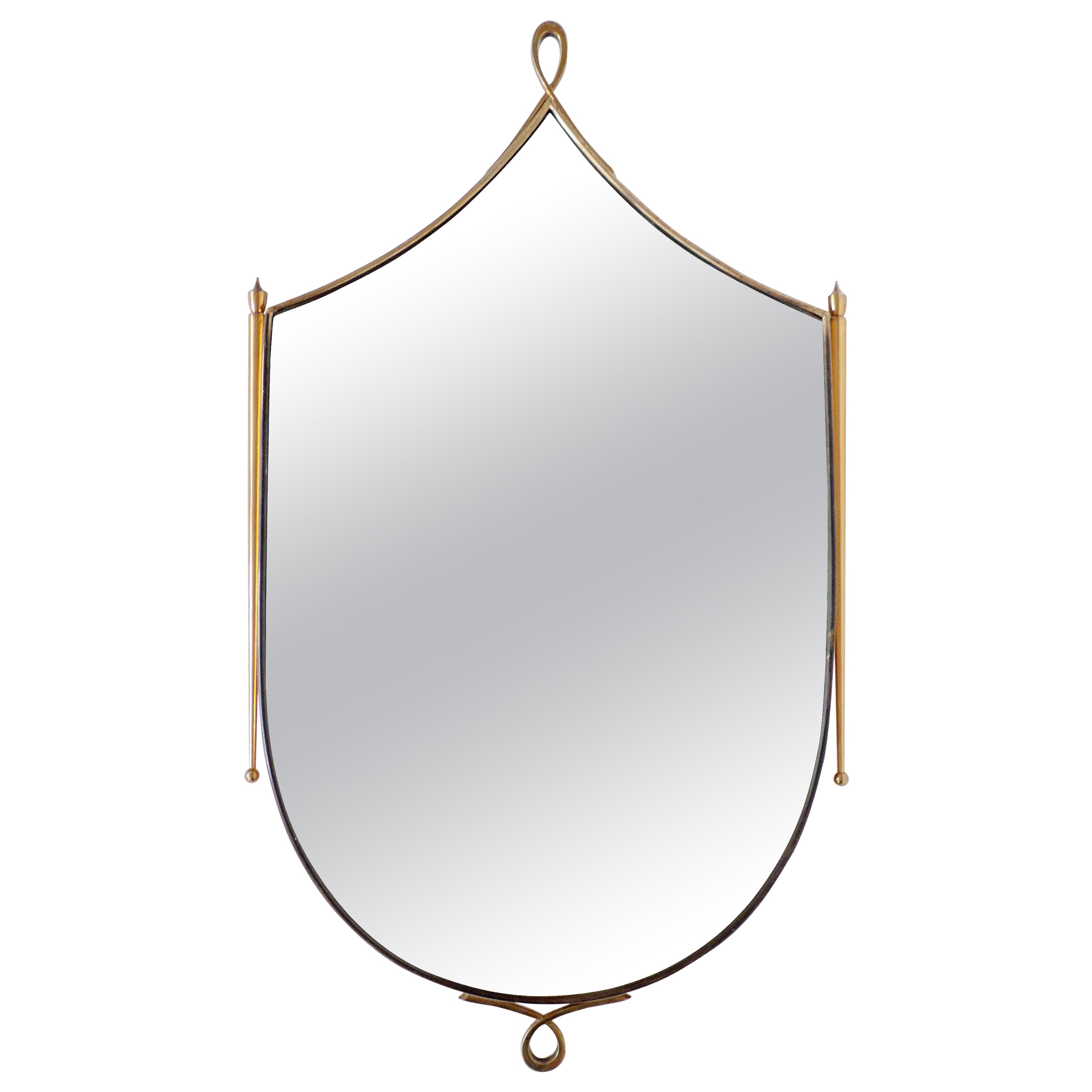 Modern Italian Brass Wall Mirror For Sale at 1stDibs