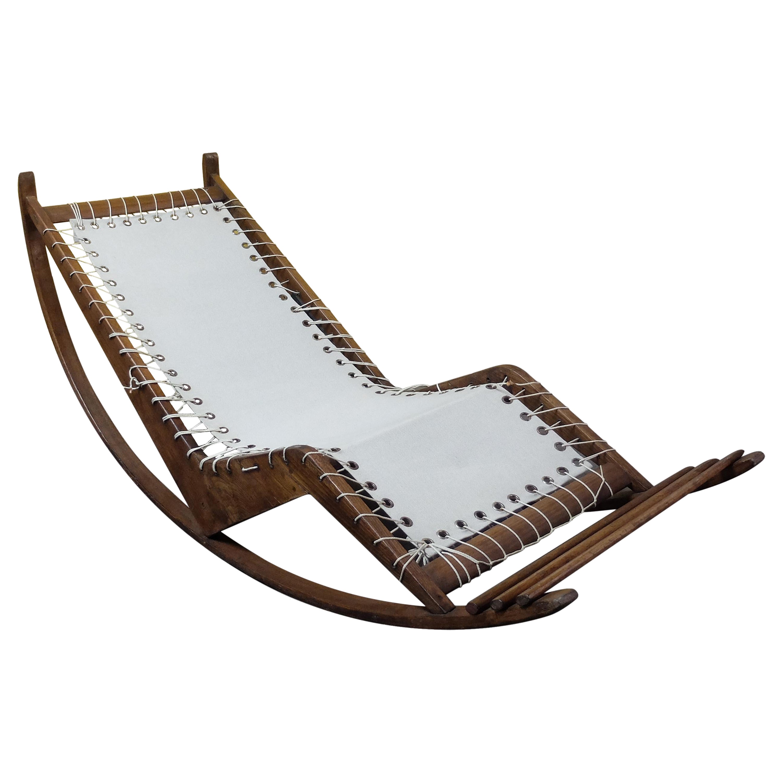Franco Albini & Franca Helg per Poggi, Sedia a dondolo di metà secolo Mod. PS16, 1956