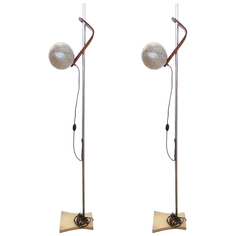Set of Two Italian Mid-Century Modern Floor Lamps, circa 1950 For Sale