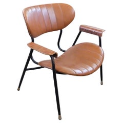 Gastone Rinaldi for Rima, Italian Mid-Century Leather Lounge Chair, 1950