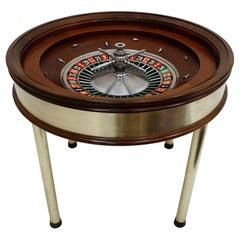 Mid-Century Modern Wood Brass French Roulette Game Table
