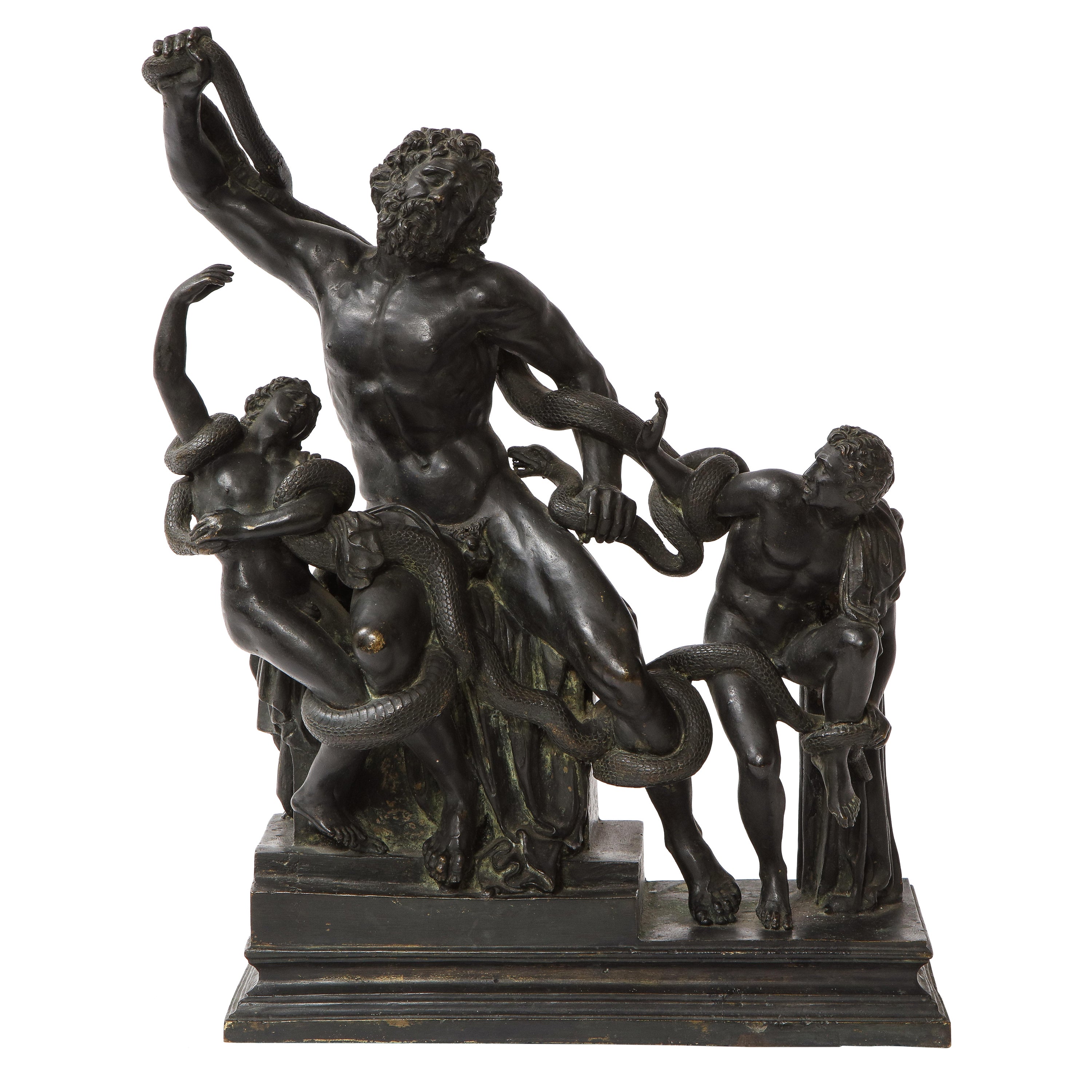 An Early, Late 17th to 18th Century, Patinated Bronze Model of Laocoön