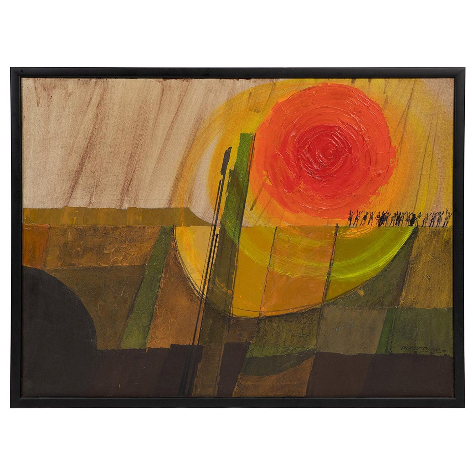 Dick Sutphen Abstract Sunset Oil Painting, 1968 For Sale